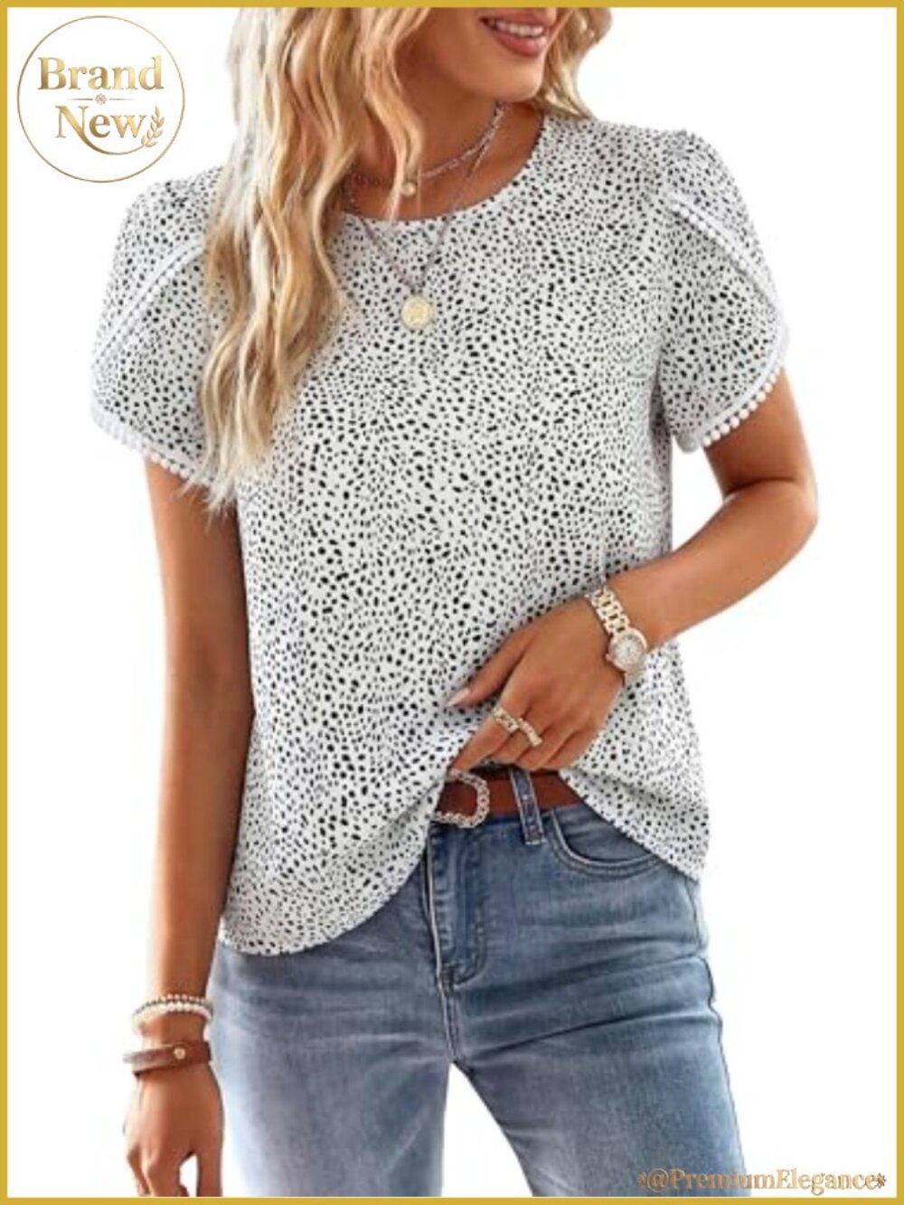 Women's Ruffle Petal Sleeve Lace Crochet Floral Boho Tunic Top